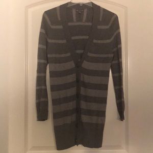 Grey striped button up cardigan